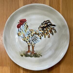 TableTops Gallery Calderone Hand Painted Ceramic Rooster Plate 10.25” Round